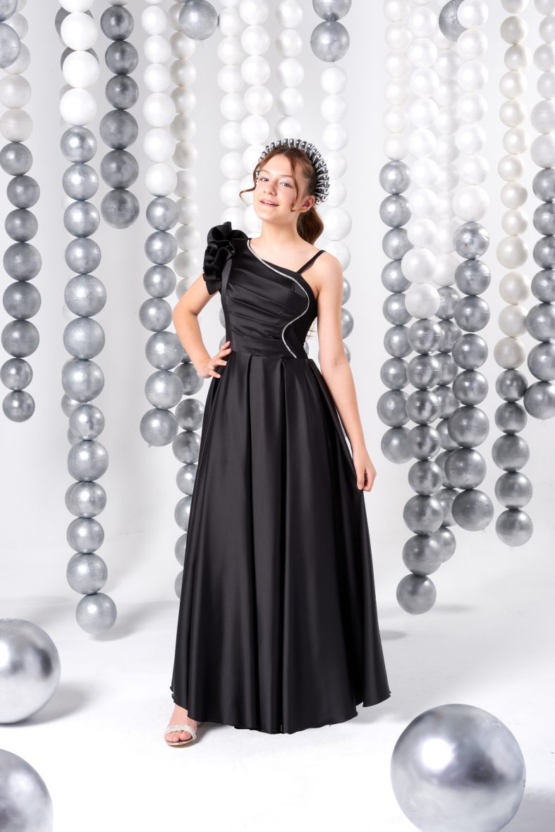 832 SİYAH KIZ ÇOCUK ABİYE 10/15 YAŞ