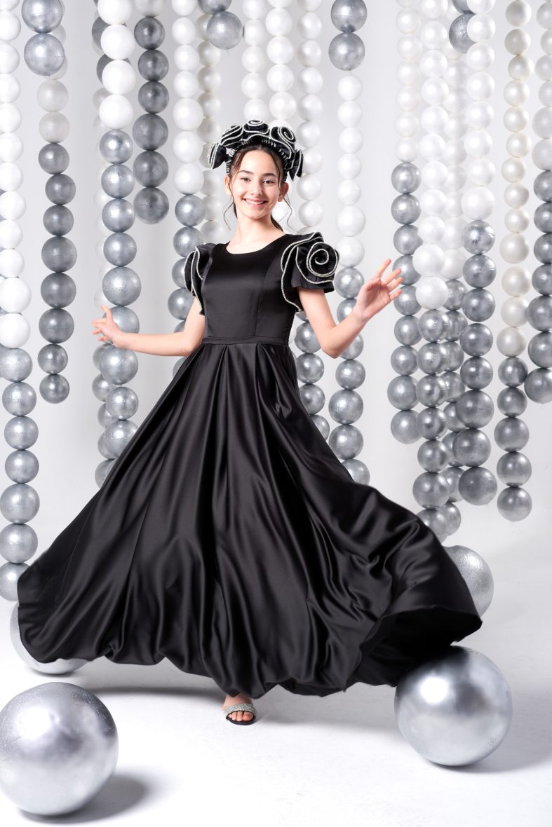 853 SİYAH KIZ ÇOCUK ABİYE 10/15 YAŞ