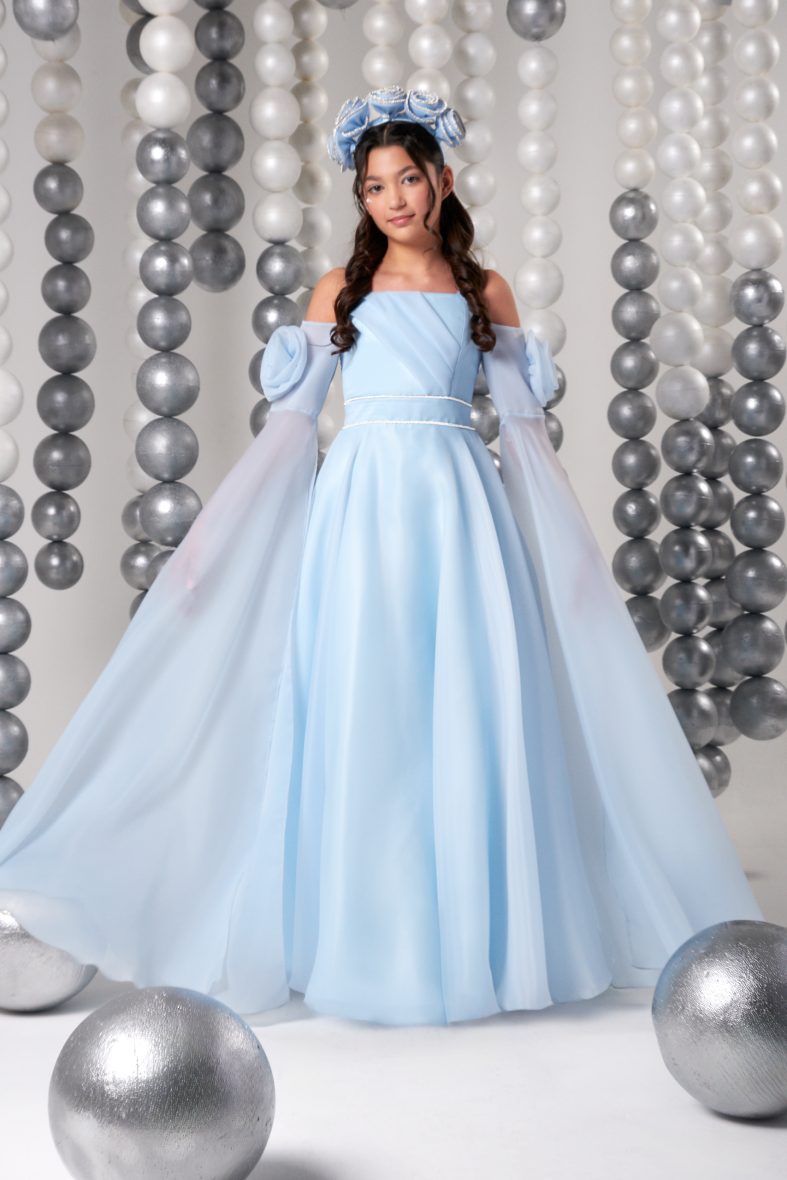 868 BEBE MAVİ KIZ ÇOCUK ABİYE 10/15 YAŞ