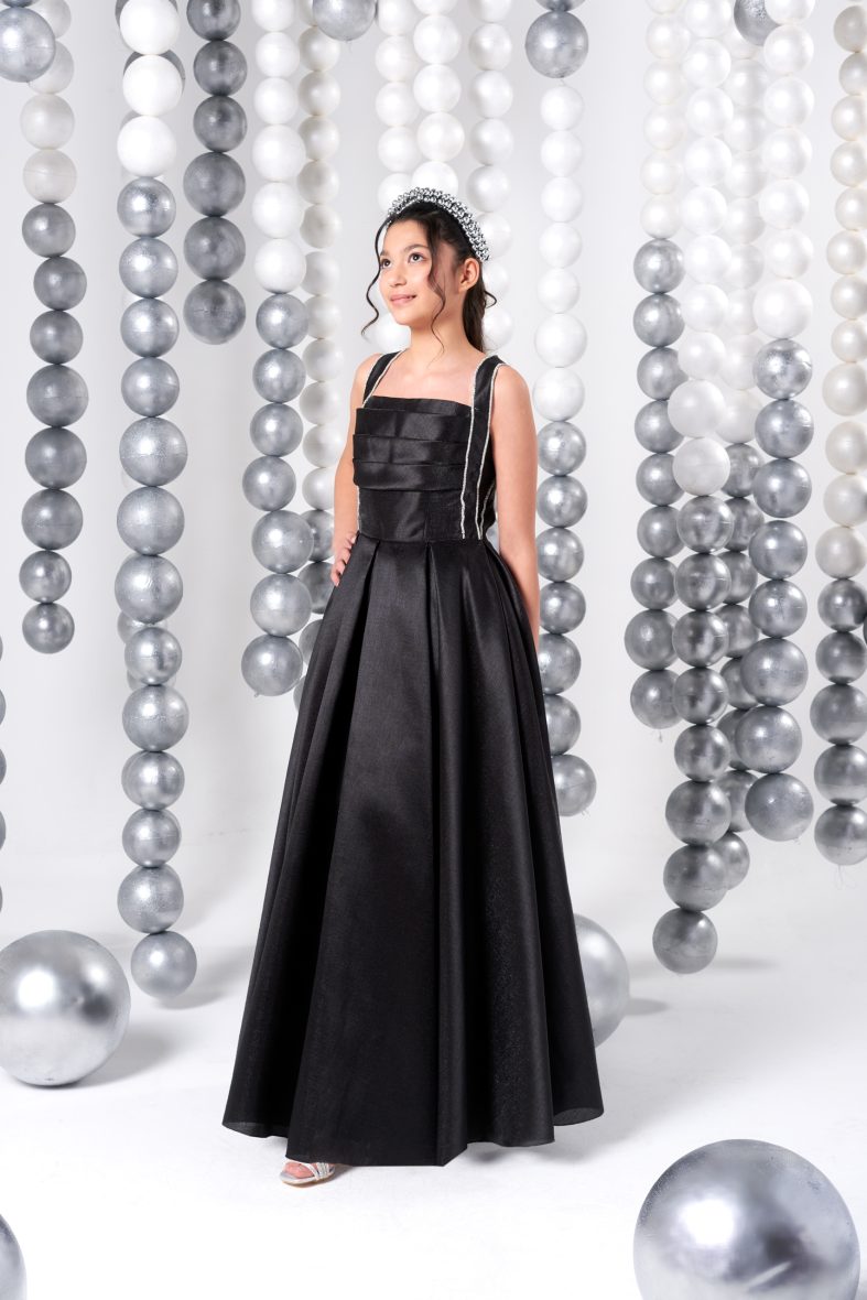 889 SİYAH KIZ ÇOCUK ABİYE 10/15 YAŞ